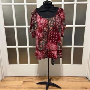Y2K Venezia Boho Patchwork Paisley Tunic Blouse